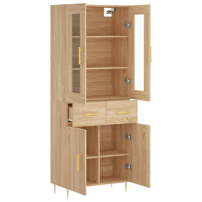 Hoge Kast 69,5X34X180 Cm Bewerkt Hout Sonoma Eikenkleurig