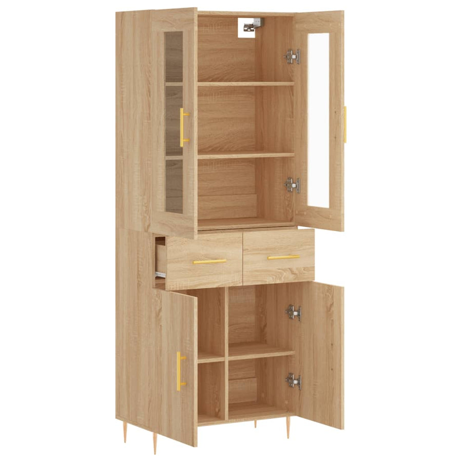 Hoge Kast 69,5X34X180 Cm Bewerkt Hout Sonoma Eikenkleurig