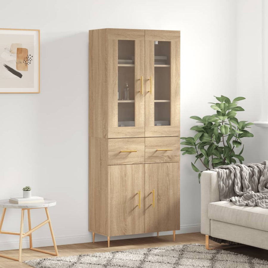 Hoge Kast 69,5X34X180 Cm Bewerkt Hout Sonoma Eikenkleurig