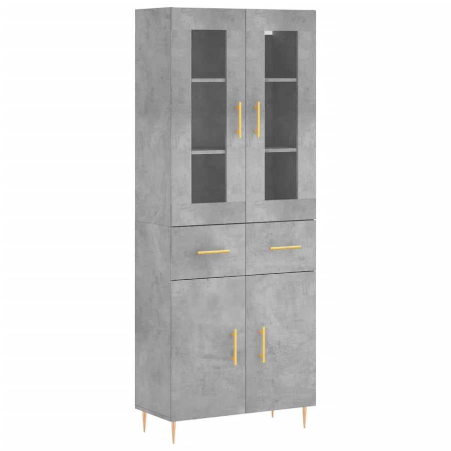 Hoge Kast 69,5X34X180 Cm Bewerkt Hout Betongrijs