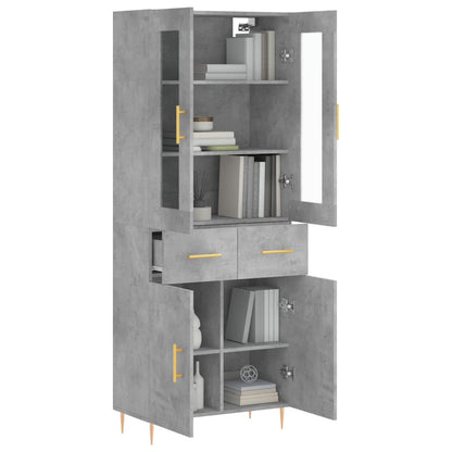 Hoge Kast 69,5X34X180 Cm Bewerkt Hout Betongrijs
