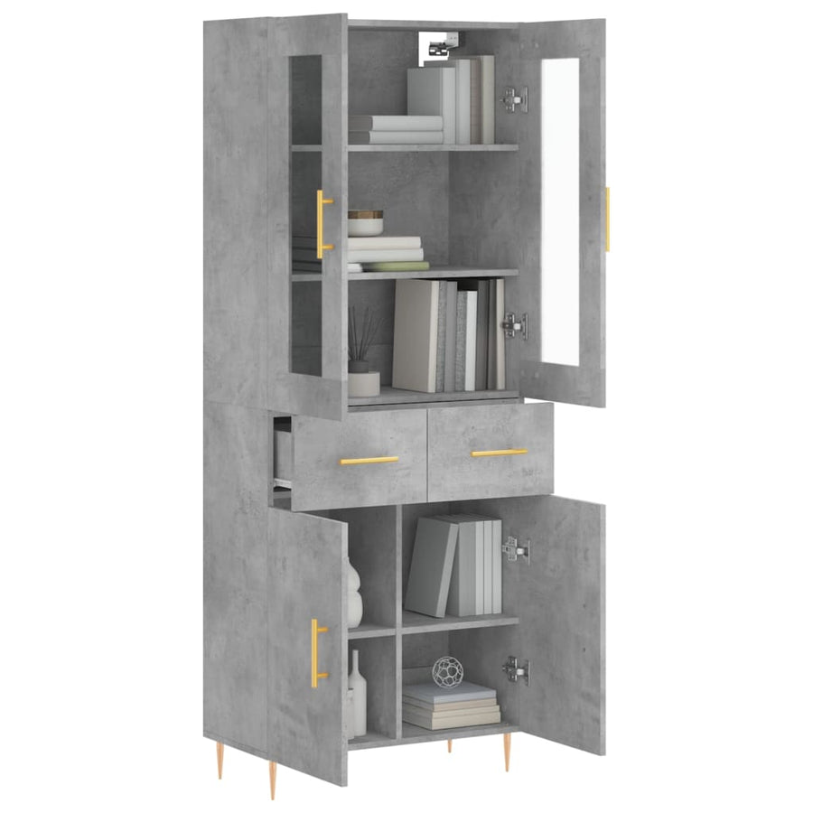 Hoge Kast 69,5X34X180 Cm Bewerkt Hout Betongrijs