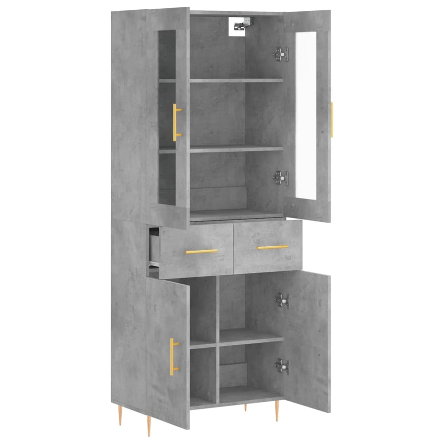 Hoge Kast 69,5X34X180 Cm Bewerkt Hout Betongrijs