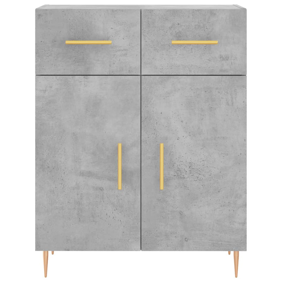 Hoge Kast 69,5X34X180 Cm Bewerkt Hout Betongrijs
