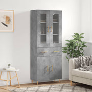 Hoge kast 69,5x34x180 cm bewerkt hout betongrijs