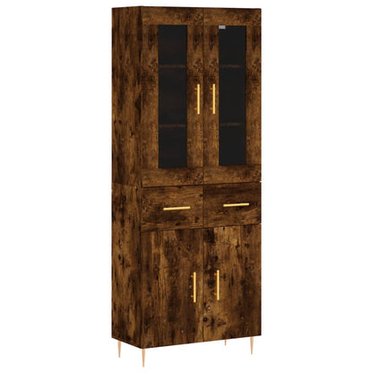 Hoge kast 69,5x34x180 cm bewerkt hout gerookt eikenkleurig