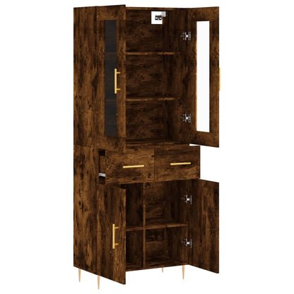 Hoge kast 69,5x34x180 cm bewerkt hout gerookt eikenkleurig