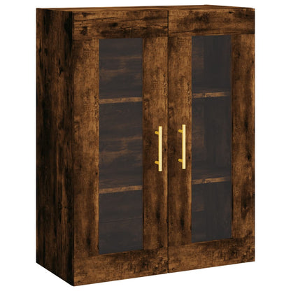 Hoge kast 69,5x34x180 cm bewerkt hout gerookt eikenkleurig