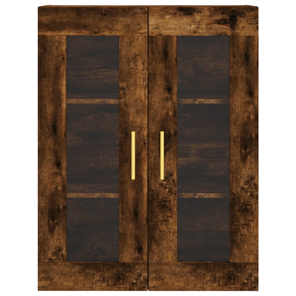 Hoge kast 69,5x34x180 cm bewerkt hout gerookt eikenkleurig