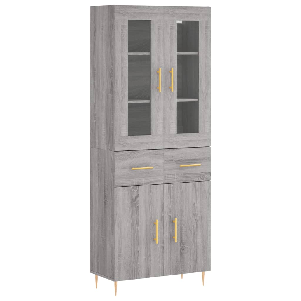 Hoge Kast 69,5X34X180 Cm Bewerkt Hout Grijs Sonoma Eikenkleurig