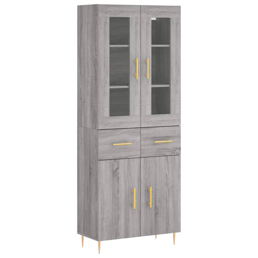 Hoge Kast 69,5X34X180 Cm Bewerkt Hout Grijs Sonoma Eikenkleurig