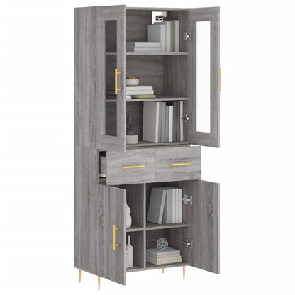 Hoge Kast 69,5X34X180 Cm Bewerkt Hout Grijs Sonoma Eikenkleurig