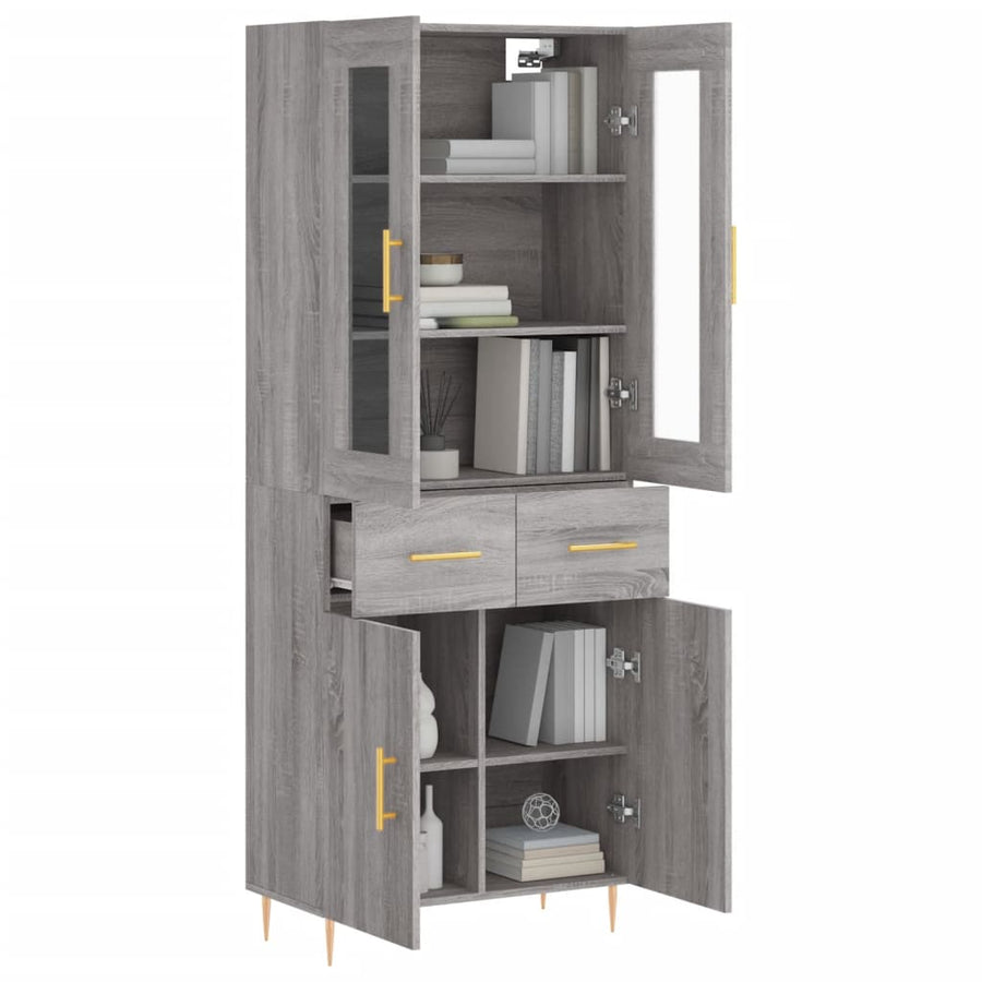 Hoge Kast 69,5X34X180 Cm Bewerkt Hout Grijs Sonoma Eikenkleurig