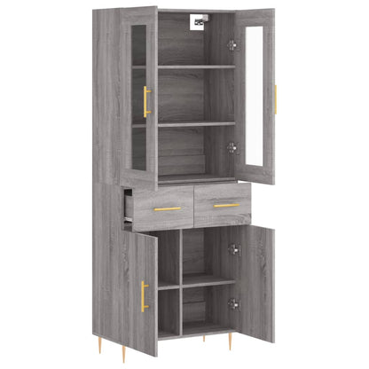 Hoge Kast 69,5X34X180 Cm Bewerkt Hout Grijs Sonoma Eikenkleurig