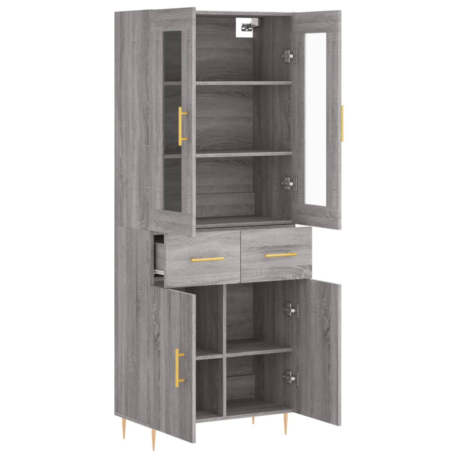 Hoge Kast 69,5X34X180 Cm Bewerkt Hout Grijs Sonoma Eikenkleurig