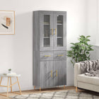 Hoge kast 69,5x34x180 cm bewerkt hout grijs sonoma