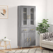 Hoge kast 69,5x34x180 cm bewerkt hout grijs sonoma