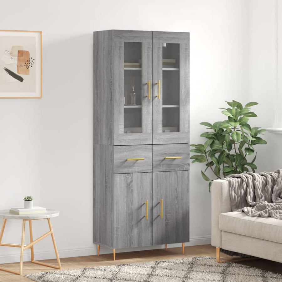 Hoge Kast 69,5X34X180 Cm Bewerkt Hout Grijs Sonoma Eikenkleurig