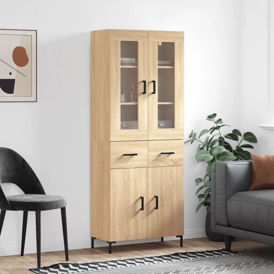 Hoge Kast 69,5X34X180 Cm Bewerkt Hout Kleurig Sonoma eiken