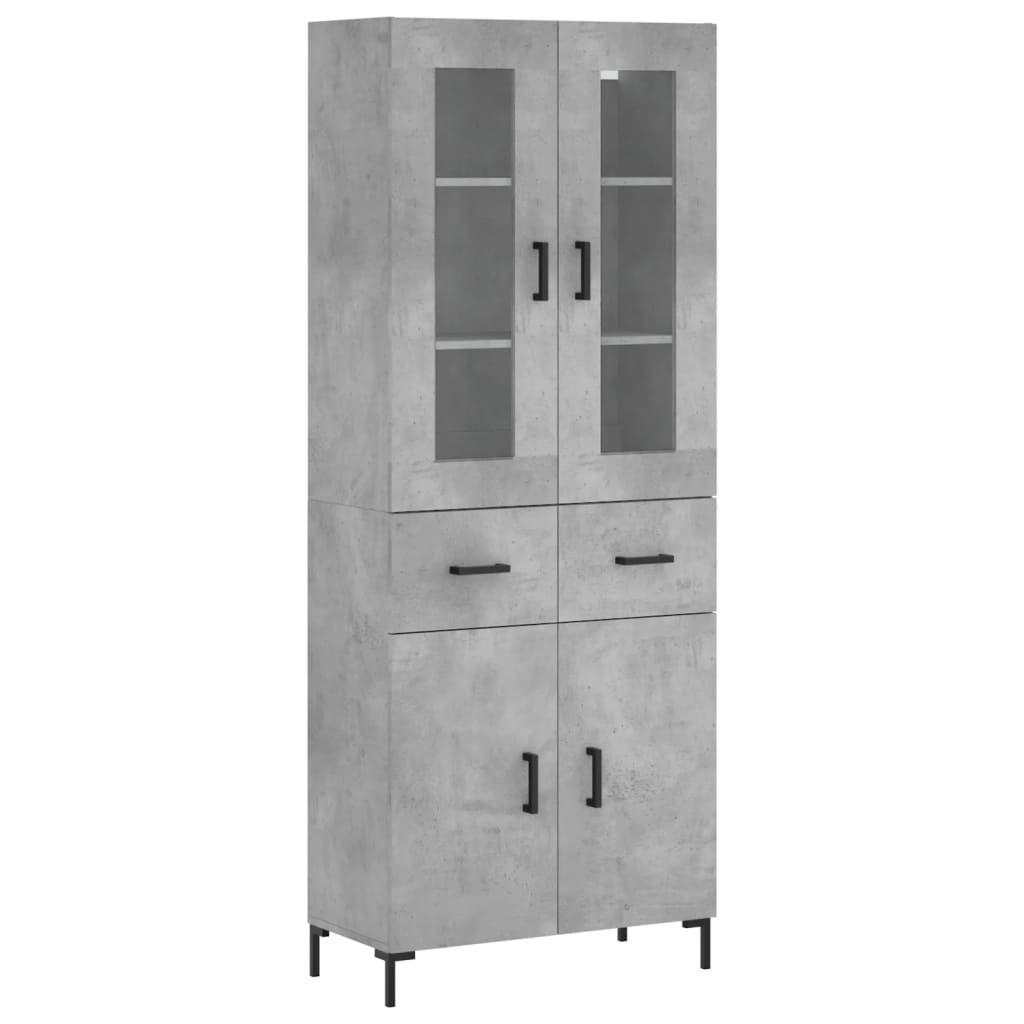 Hoge Kast 69,5X34X180 Cm Bewerkt Hout Betongrijs