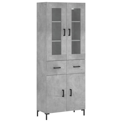 Hoge Kast 69,5X34X180 Cm Bewerkt Hout Betongrijs