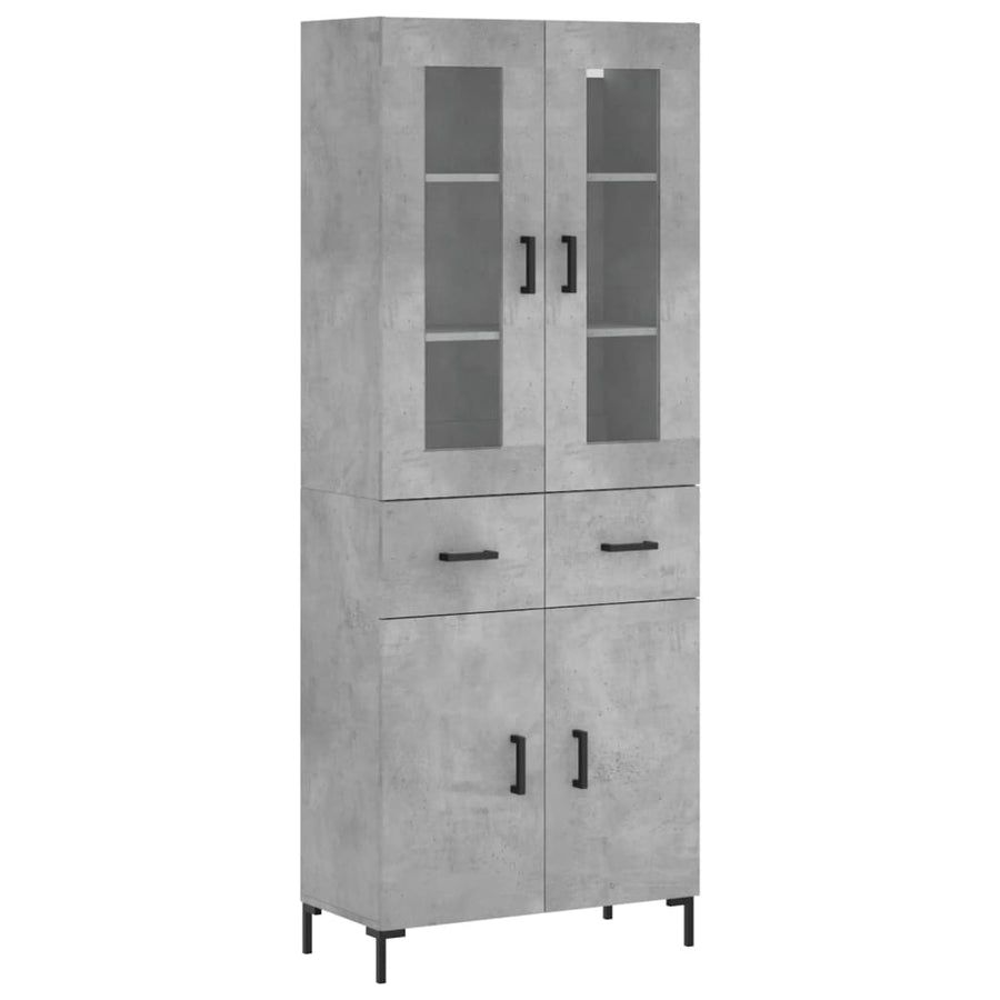 Hoge Kast 69,5X34X180 Cm Bewerkt Hout Betongrijs