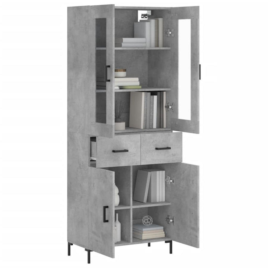 Hoge Kast 69,5X34X180 Cm Bewerkt Hout Betongrijs