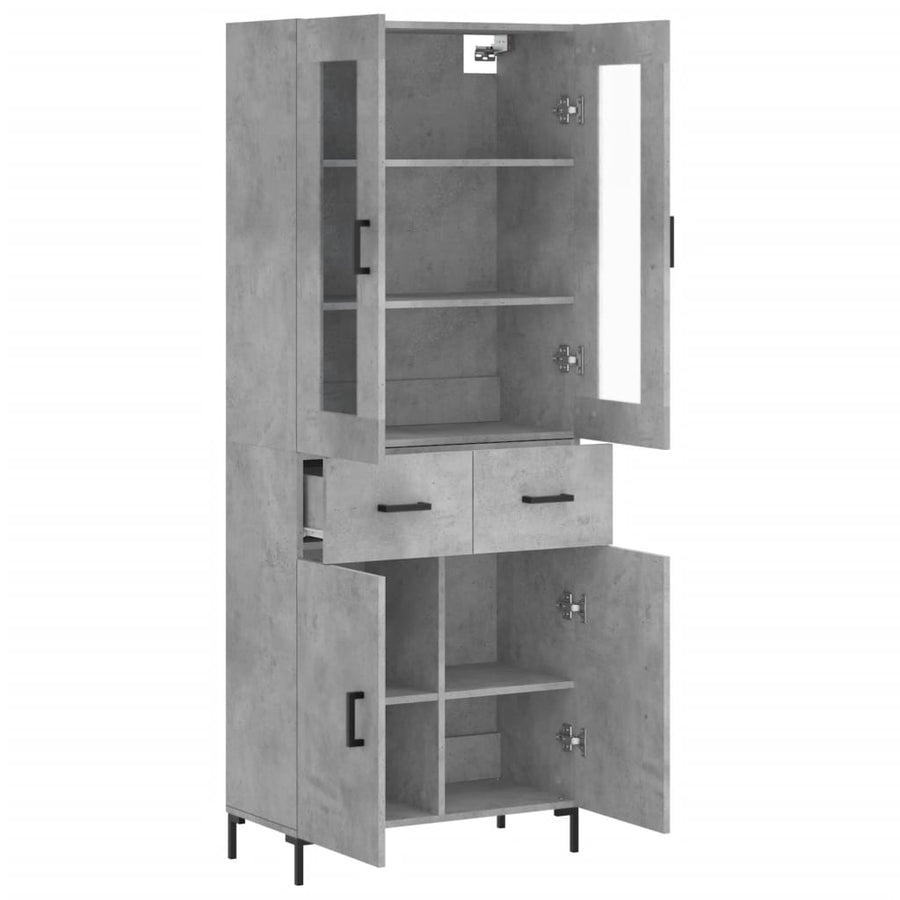 Hoge Kast 69,5X34X180 Cm Bewerkt Hout Betongrijs