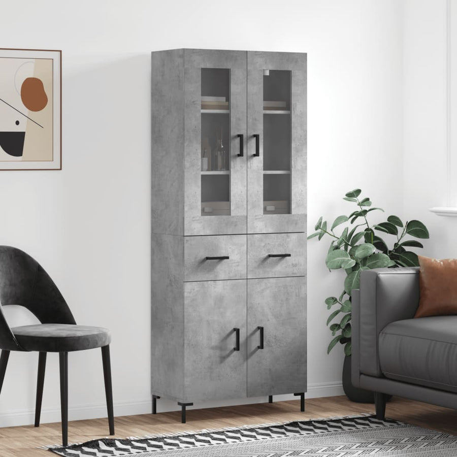 Hoge Kast 69,5X34X180 Cm Bewerkt Hout Betongrijs