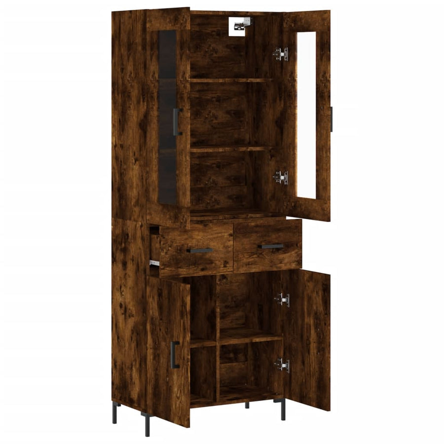 Hoge Kast 69,5X34X180 Cm Bewerkt Hout Gerookt Eikenkleurig