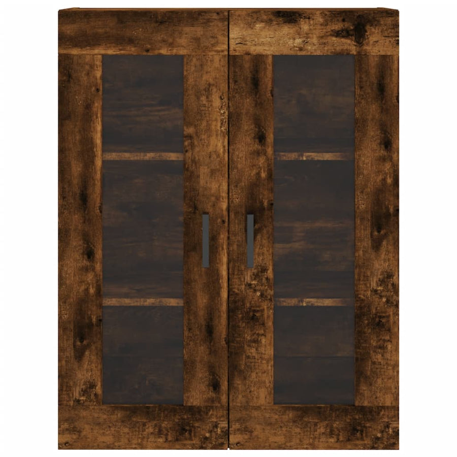 Hoge Kast 69,5X34X180 Cm Bewerkt Hout Gerookt Eikenkleurig