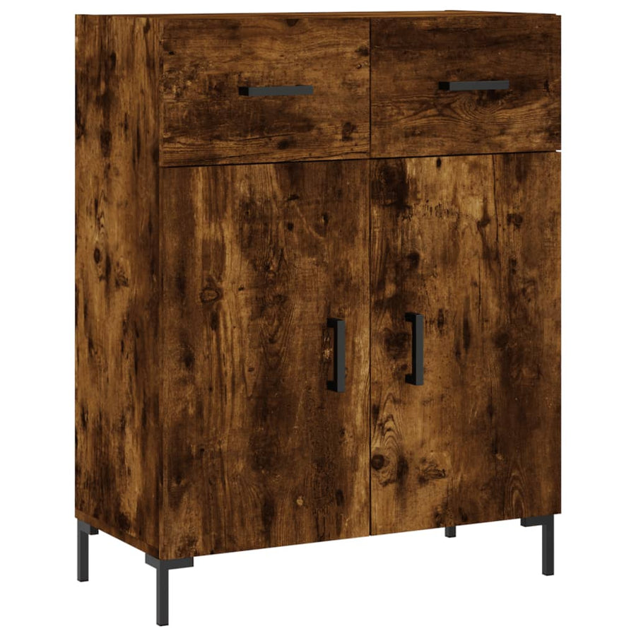 Hoge Kast 69,5X34X180 Cm Bewerkt Hout Gerookt Eikenkleurig