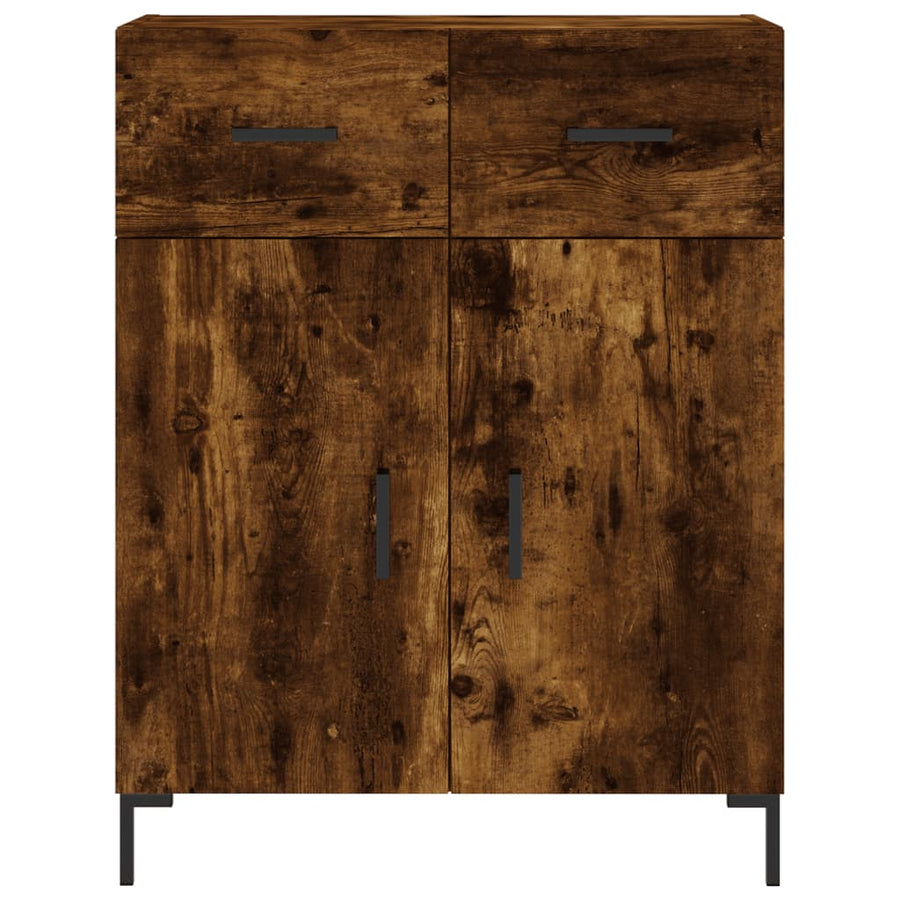 Hoge Kast 69,5X34X180 Cm Bewerkt Hout Gerookt Eikenkleurig