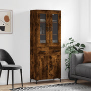 Hoge kast 69,5x34x180 cm bewerkt hout gerookt eiken