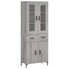Hoge Kast 69,5X34X180 Cm Bewerkt Hout Eikenkleurig Grijs sonoma