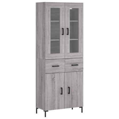 Hoge Kast 69,5X34X180 Cm Bewerkt Hout Eikenkleurig Grijs sonoma