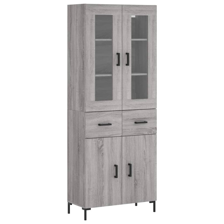 Hoge Kast 69,5X34X180 Cm Bewerkt Hout Eikenkleurig Grijs sonoma