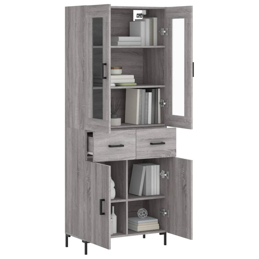 Hoge Kast 69,5X34X180 Cm Bewerkt Hout Eikenkleurig Grijs sonoma