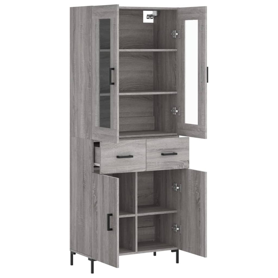 Hoge Kast 69,5X34X180 Cm Bewerkt Hout Eikenkleurig Grijs sonoma