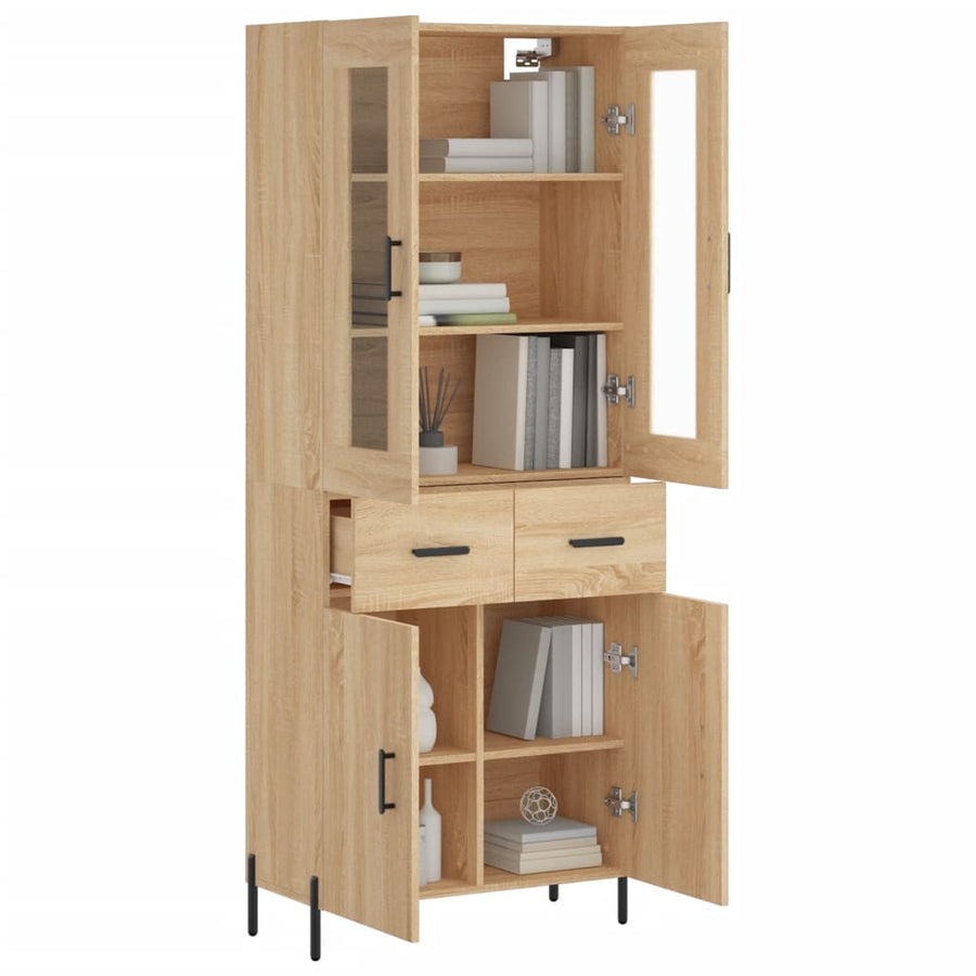Hoge Kast 69,5X34X180 Cm Bewerkt Hout Kleurig Sonoma eiken
