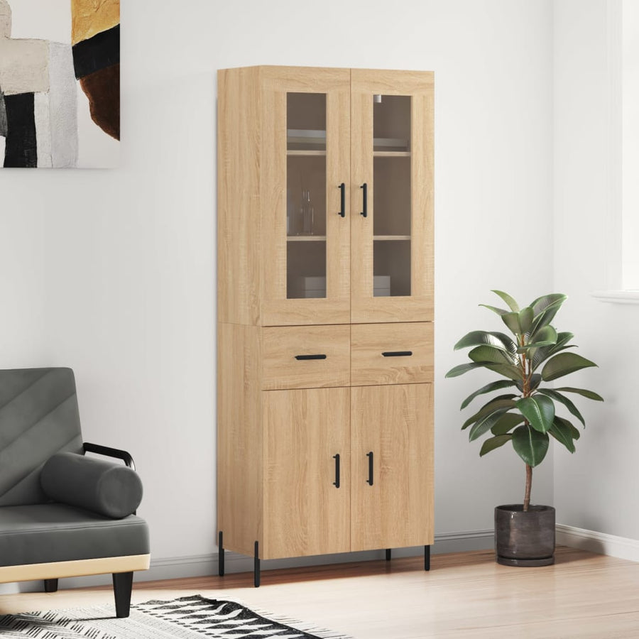 Hoge Kast 69,5X34X180 Cm Bewerkt Hout Kleurig Sonoma eiken