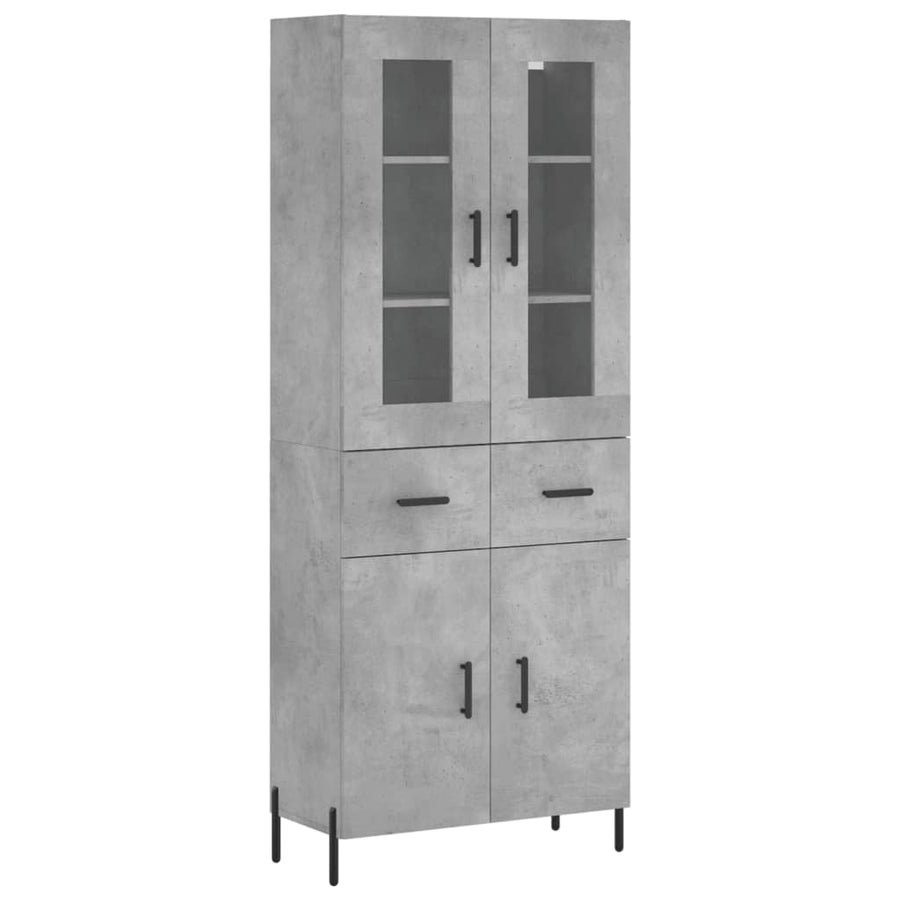 Hoge Kast 69,5X34X180 Cm Bewerkt Hout Betongrijs