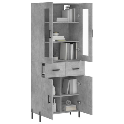 Hoge Kast 69,5X34X180 Cm Bewerkt Hout Betongrijs