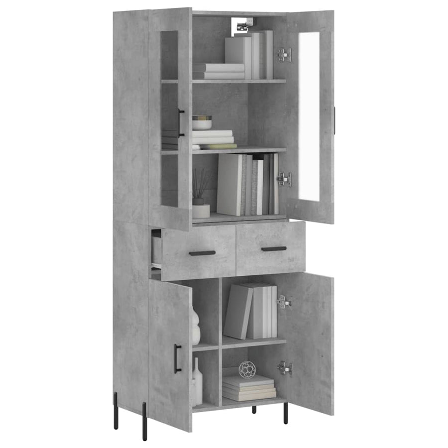 Hoge Kast 69,5X34X180 Cm Bewerkt Hout Betongrijs
