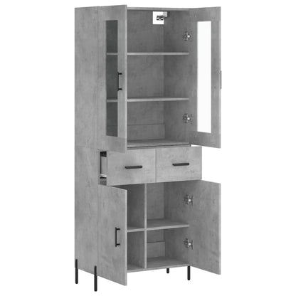 Hoge Kast 69,5X34X180 Cm Bewerkt Hout Betongrijs
