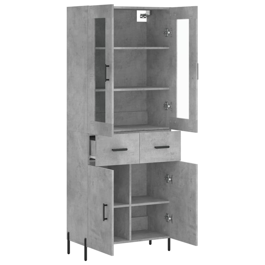 Hoge Kast 69,5X34X180 Cm Bewerkt Hout Betongrijs