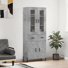 Hoge kast 69,5x34x180 cm bewerkt hout betongrijs