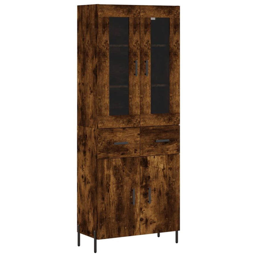 Hoge Kast 69,5X34X180 Cm Bewerkt Hout Kleurig Gerookt eiken