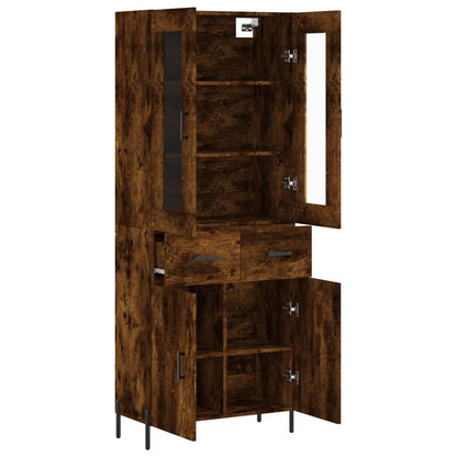 Hoge Kast 69,5X34X180 Cm Bewerkt Hout Kleurig Gerookt eiken
