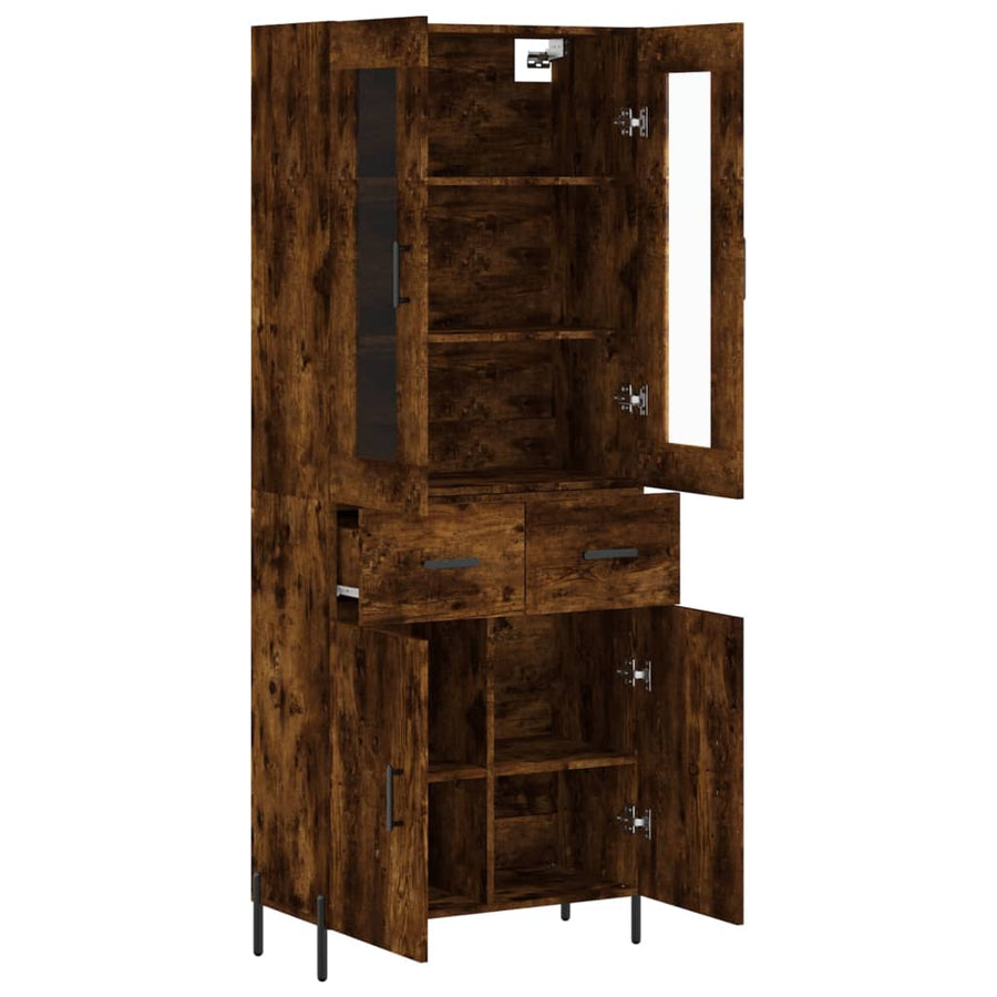 Hoge Kast 69,5X34X180 Cm Bewerkt Hout Kleurig Gerookt eiken